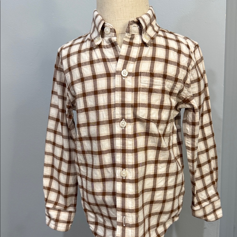 Boys Toddler Janie and Jack Long-Sleeve Brown Plaid Button-Up Shirt